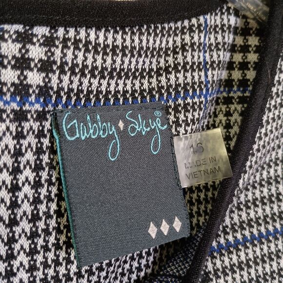 Gabby Skye Womens Dress NWT Size 16 Houndstooth Cap Sleeve Lace Hem - Picture 5 of 5